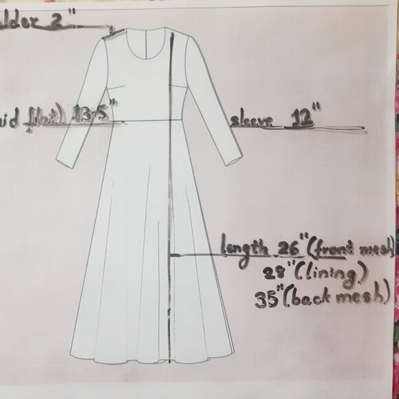 Wonder Nation Navy blue floral mesh embroidered dress with long sleeves (M 7-8) - Picture 10 of 11